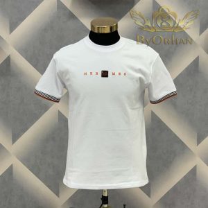 تیشرت اورجینال Hermes سفید کتان سوزنی HERM-TS01