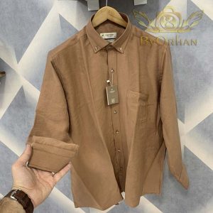 پیراهن آستین بلند مردانه FORTIUS دکمه دار 100 درصد کتان ترک BO-FRT-LSCTN-001