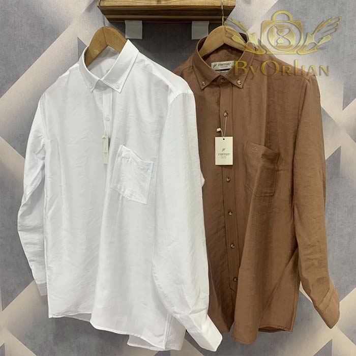 پیراهن آستین بلند مردانه FORTIUS دکمه دار 100 درصد کتان ترک BO-FRT-LSCTN-001